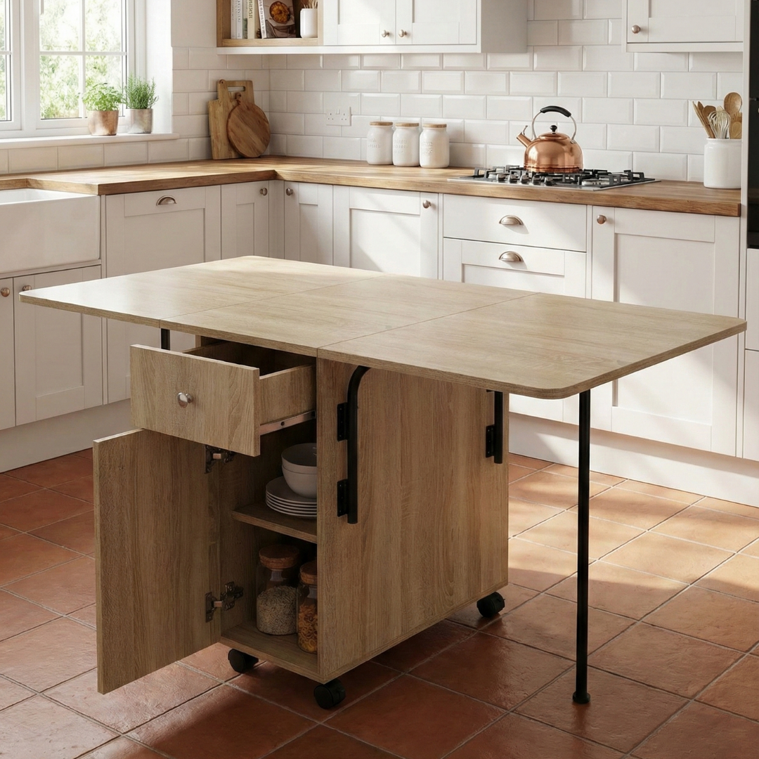 TABLE ETAGERE BEIGE BOIS 140/70 CM