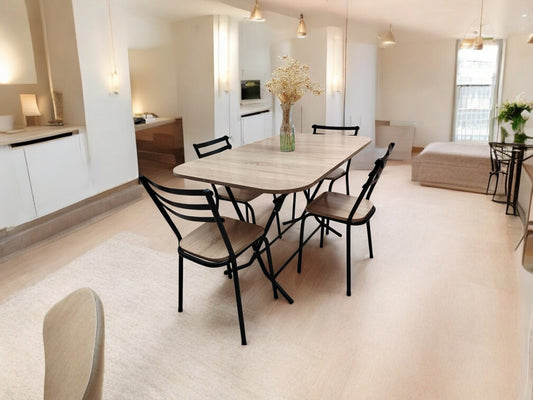 Table 100/70 + 4 chaises beige