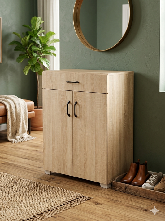 PORTE CHAUSSURE + 3 ETAGERE LARGE BEIGE BOIS