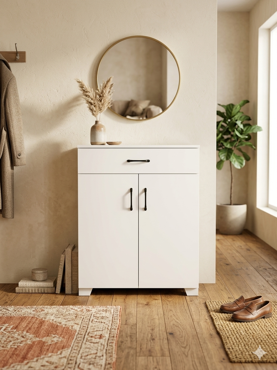 PORTE CHAUSSURE + 3 ETAGERE LARGE BLANC