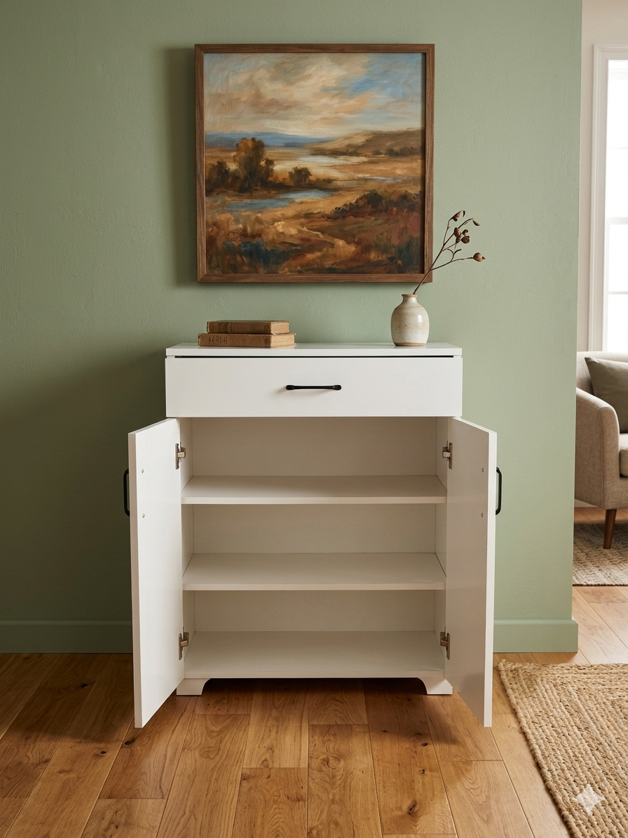 PORTE CHAUSSURE + 3 ETAGERE LARGE BLANC