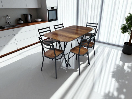 Table pliable 140/70 pliable + 6 chaises Marron