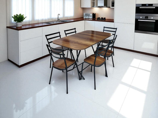 Table pliable 140/70 pliable + 6 chaises Marron