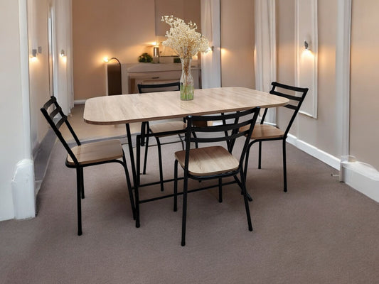 Table 100/70 + 4 chaises beige