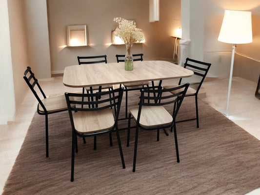 Table pliable 140/70 plaible + 6 chaises Beige bois